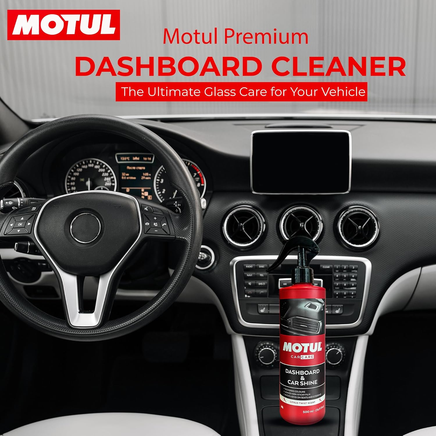 Motul Dashboard & Car Shine 500 ml|Polish for Interior Plastic, Leather, Vinyl & Rubber