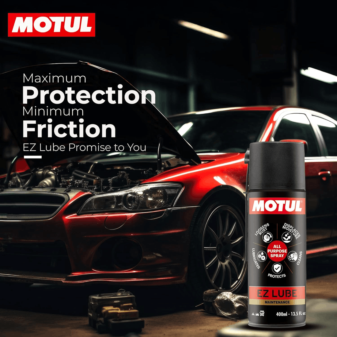 MOTUL EZ Lube, Multi-Purpose Spray Cleaner, Ideal for Home, Car & Bike EZ LUBE MAINTENANCE Chain Oil (400 ml, Pack of 1)