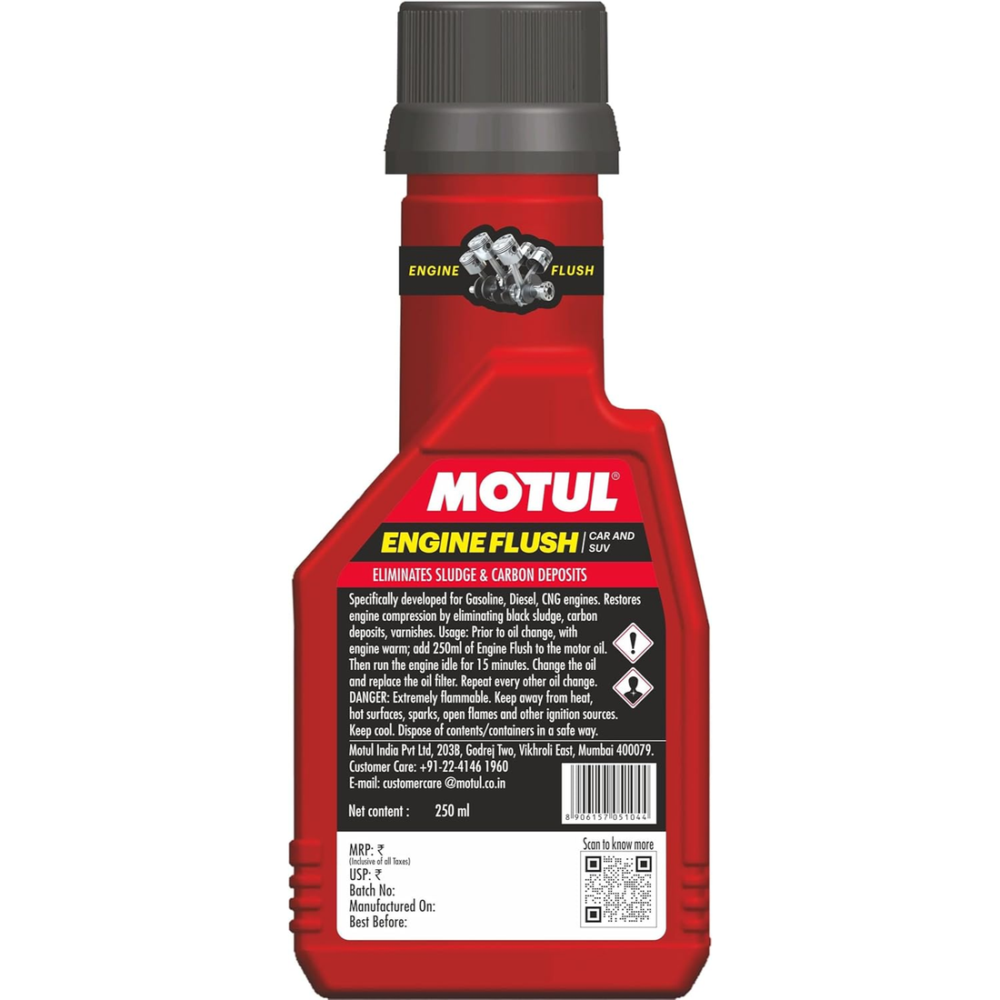 Motul Engine Flush for Cars 250 ML |Works for Both Petrol & Diesel Cars |Cleans Engine Slug
