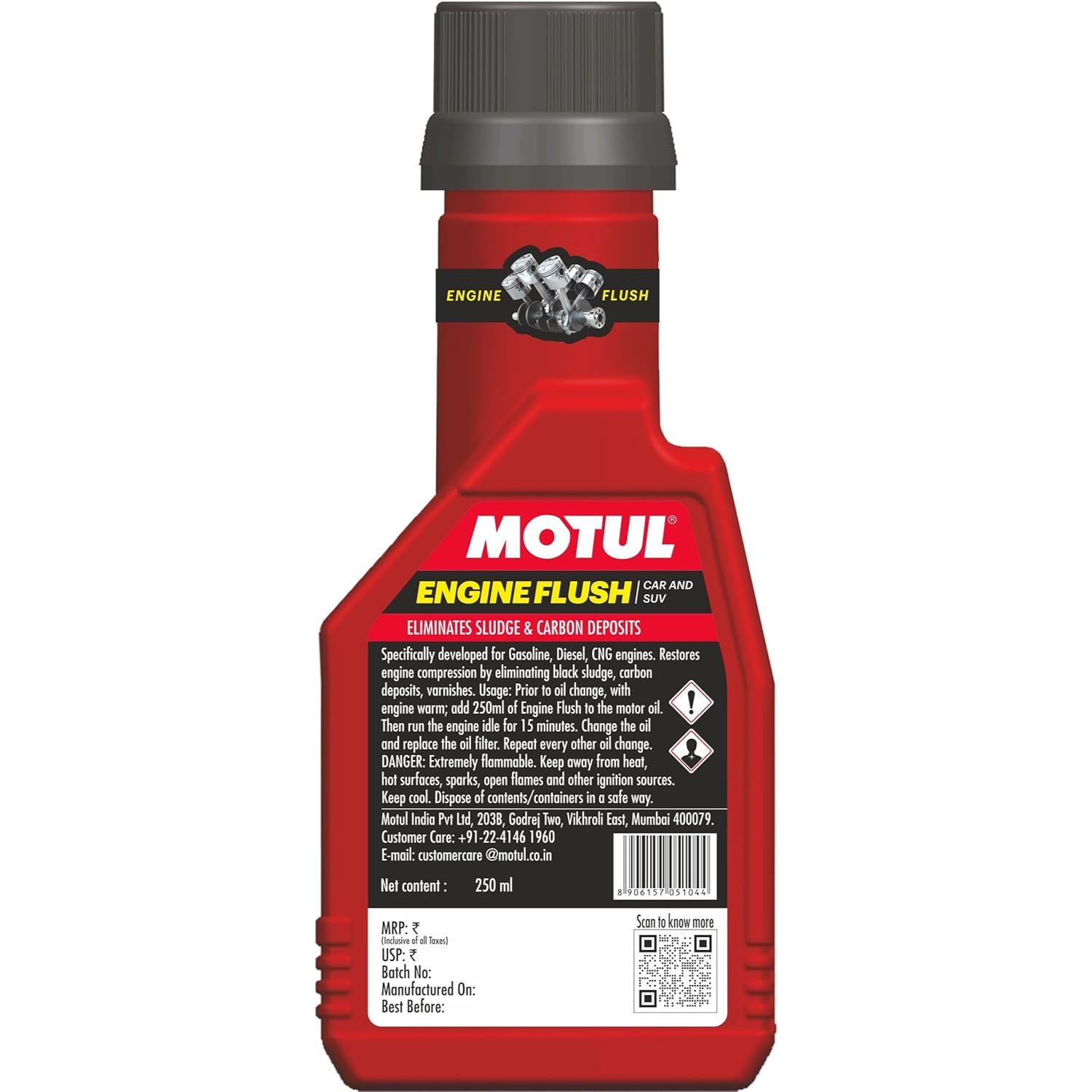 Motul Engine Flush for Cars 250 ML |Works for Both Petrol & Diesel Cars |Cleans Engine Slug