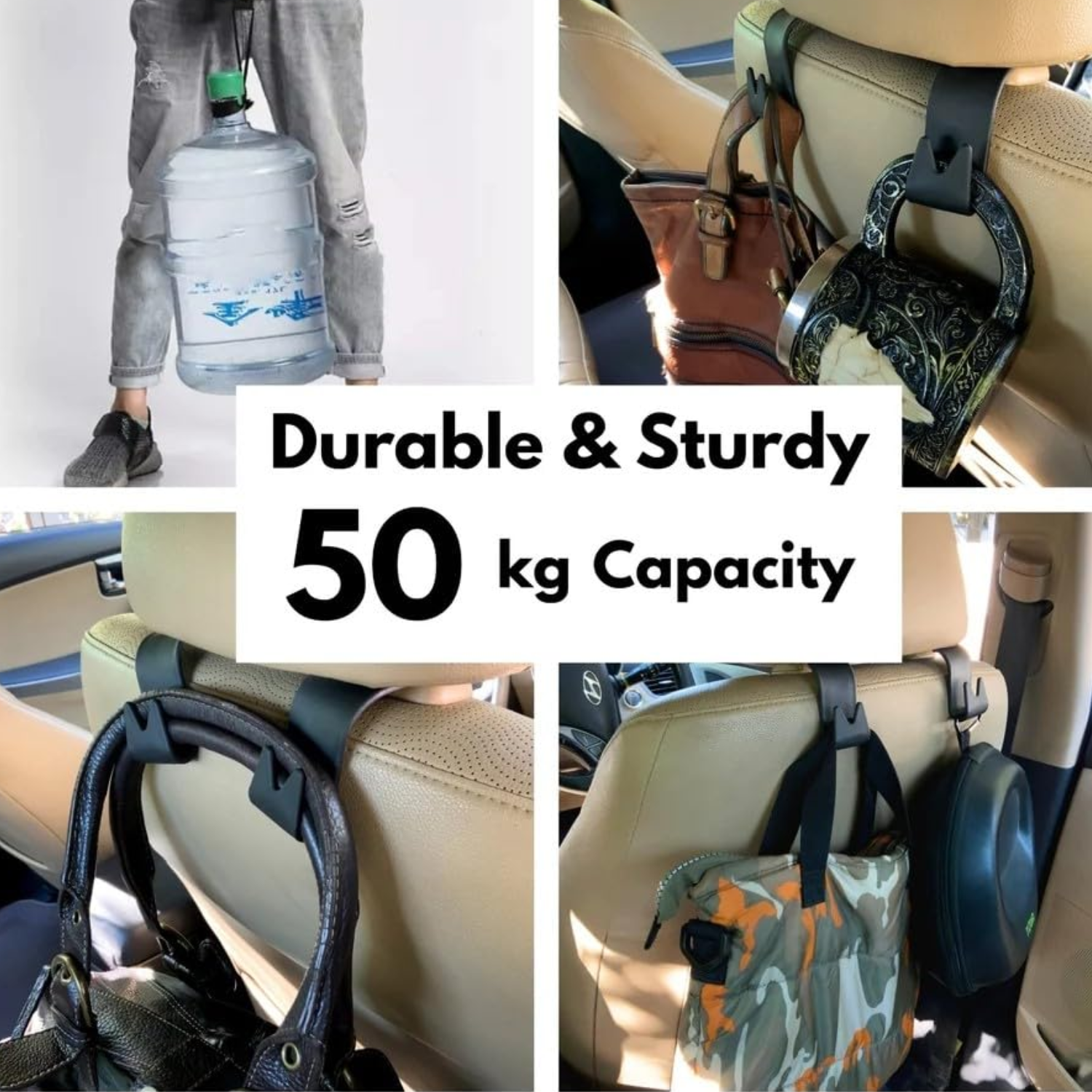 Car Headrest Hook – Heavy-Duty Back Seat Organizer Internal Hook for Purses, Bags, and Groceries (Set of 4)